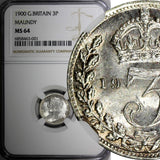 GREAT BRITAIN  Victoria Silver 1900 3 Pence Maundy NGC MS64 KM# 777 (01)