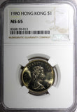 Hong Kong Elizabeth II 1980 $1.00  Dollar NGC MS65 GEM BU KM# 43 (13)
