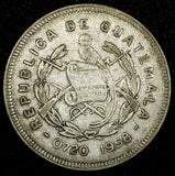 Guatemala Silver 1958 25 Centavos Mintage-394 361 27mm Toned KM# 258 (24 648)