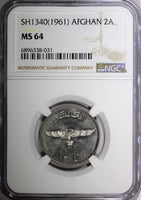 Afghanistan 1340 (1961) 2 Afghanis Kabul Mint  NGC MS64 KM# 954.1 (31)