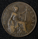 Great Britain Edward VII Bronze 1907 1/2 Penny KM# 793.2 (28 896)