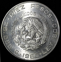 MEXICO Silver 1960 Mo 10 Pesos War of Independence 40mm ;28,88g. UNC  KM# 476(2)