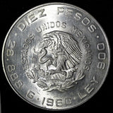MEXICO Silver 1960 Mo 10 Pesos War of Independence 40mm ;28,88g. UNC  KM# 476(2)