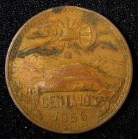 MEXICO  Bronze 1956 Mo 20 Centavos  KM# 440 (27 541)