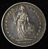 Switzerland Silver 1878 B  2 Francs Helvetia Better Date Toned KM# 21 (28 488)