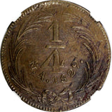 MEXICO Copper 1829 Mo 1/4 Real Federal NGC AU DETAILS 1st Date Type RARE KM# 358