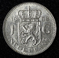 Netherlands Juliana Nickel  1968 1 Gulden 25 mm Royal Dutch KM# 184a  (27 940)