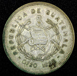 Guatemala Silver 1958 25 Centavos Mintage-394 361 27mm Toned KM# 258 (24 646)