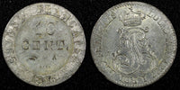 French Guiana Louis Philippe I Silver 1846 A  10 Centimes Toned KM# A2 (27 144)