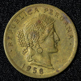 PERU  Brass 1958 20 Centavos KM# 221.2b (30 131)