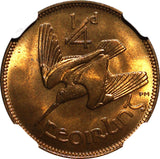 IRELAND Republic Bronze 1959 Farthing Mint-192,000 NGC MS65 RB RED! KM# 9 (031)