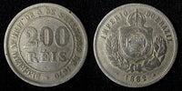 BRAZIL Pedro II Copper-Nickel 1882 200 Reis 32 mm KM# 478 (27 811)