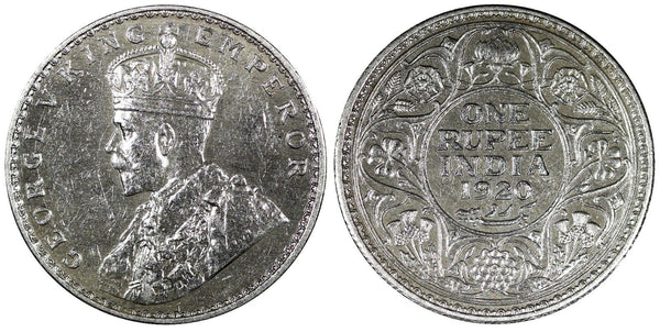 India-British George V Silver 1920 (C) Rupee Calcutta Mint KM# 524 (24 787)