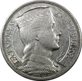 LATVIA Silver 1929 5 Lati Maiden's head 37 mm XF KM# 9 (24 336)