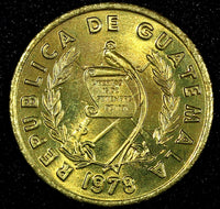 Guatemala Bartolome de las Casas Brass 1978 1 Centavo UNC KM# 275.1  (24 621)