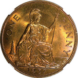 GREAT BRITAIN George VI Bronze 1937 1 Penny NGC MS65 RB TONING KM# 845 (012)