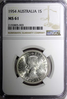 Australia Silver 1954 Florin Royal Visit of Elizabeth II NGC MS61 KM# 55 (003)