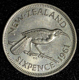 New Zealand Elizabeth II 1961 6 Pence KM# 26.2 (28 400)