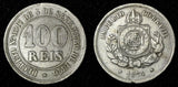 BRAZIL Pedro II  1874 100 Reis Rio de Janeiro BETTER DATE  VF KM# 477  (28 354)