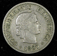 Switzerland Copper-Nickel 1907 B 10 Rappen Libertas KM# 27 (27 238)