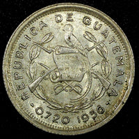 GUATEMALA Silver 1956 10 Centavos Casa de Moneda de Guatemala KM# 256.1 (24 612)