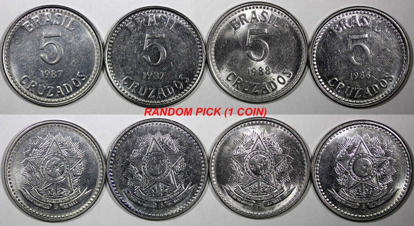 BRAZIL 1986-1988 5 Cruzados UNC/BU KM# 606 RANDOM PICK (1 Coin) (25 007)