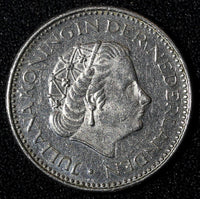 Netherlands Juliana Nickel  1980 1 Gulden 25 mm Last Year  KM# 184a  (27 947)