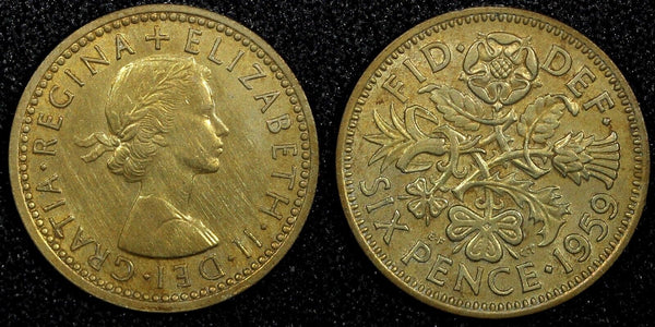 Great Britain Elizabeth II Copper-Nickel 1959 6 Pence KM# 903 (24 242)