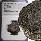 AUSTRIA Silesia Leopold I Silver 1673 SHS 6 Kreuzer Breslau NGC AU DET KM#507(6)