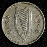 Ireland Republic Copper-Nickel 1948 3 Pence HARE KEY DATE KM# 12a (28 028)