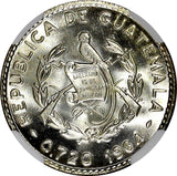GUATEMALA Silver 1964 10 Centavos NGC MS67 GEM BU LUSTER KEY DATE KM# 262 (033)