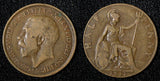 Great Britain George V Bronze 1917 1/2  Penny KM# 809 (28 932)