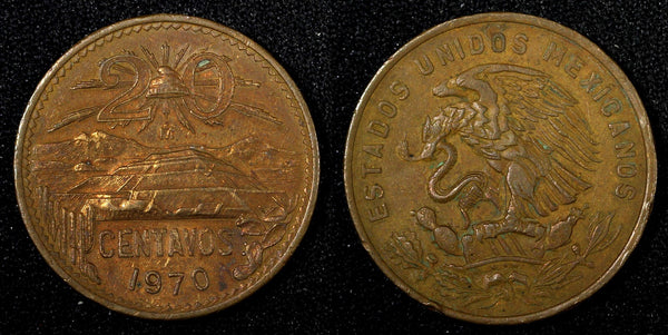 MEXICO  Bronze 1970 Mo 20 Centavos KM# 440 (27 535)