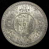 India-British George VI Silver 1940 (B) Rupee Mint Luster KM# 556  (27 315)