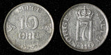 NORWAY Haakon VII Silver 1909 10 ORE 1st Year Type aUNC KM# 372 (30 093)