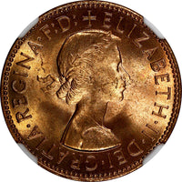 GREAT BRITAIN Elizabeth II 1967 1/2 Penny NGC MS65 RD FULL RED KM# 896 (11)