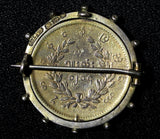 Burmese coin 1800's British Officer Pin WWI 4 Hallmarkes Silver 9.56g. RARE