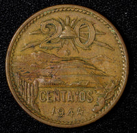 Mexico ESTADOS UNIDOS MEXICANOS Bronze 1944 20 Centavos  KM# 439 (27 584)