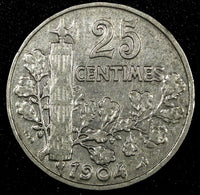 FRANCE Nickel 1904 25 Centimes KM# 856 (24 995)