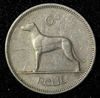 Ireland Copper-Nickel 1961 6 Pence Wolfhound KM# 13a (28 232)
