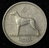 Ireland Copper-Nickel 1961 6 Pence Wolfhound KM# 13a (28 232)