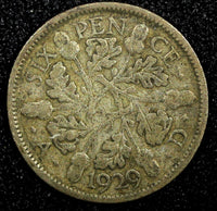 Great Britain George V (1910-1936) Silver 1929 6 Pence KM# 832 (24 191)