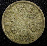 Great Britain George V (1910-1936) Silver 1929 6 Pence KM# 832 (24 191)