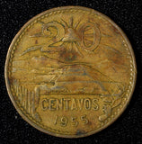 Mexico ESTADOS UNIDOS MEXICANOS Bronze 1955 20 Centavos Better Date KM# 439 (78)