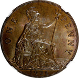 GREAT BRITAIN George V Bronze 1936 1 Penny NGC MS63 BN NICE TONING KM# 838 (026)