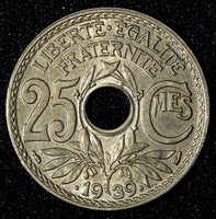 France Nickel-Bronze 1939 25 Centimes KM# 867b (27 991)
