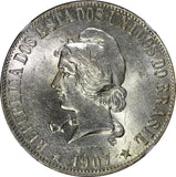 BRAZIL Silver 1907 2000 Reis NGC UNC DETAILS AR-0.900 33 mm KM# 508 (002)