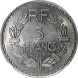 FRANCE Aluminum 1947 5 Francs open "9" NGC MS62 KM# 888b.1 (003)