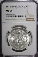 Mexico ESTADOS UNIDOS MEXICANOS Silver 1944 M 1 Peso NGC MS64 GEM BU KM# 455 (7)
