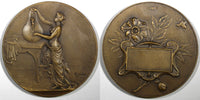 FRANCE  1900s Art Nude Female Bronze Medal by C. Loudray UNC 50.5mm;66.36g. (16)